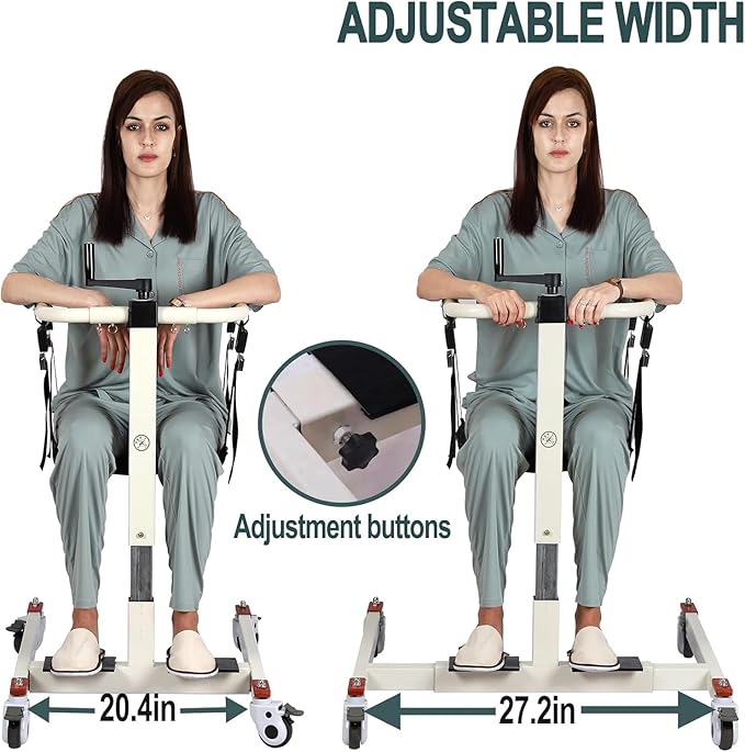 Patient Lift Transfer Chair, Patient Lift Wheelchair for Home, Wheelchair Lift for Home Portable Car Transfer Lift Chair for Disabled and Elderly Nursing, Height/Width Adjust (Basic Backrest Bedpan)