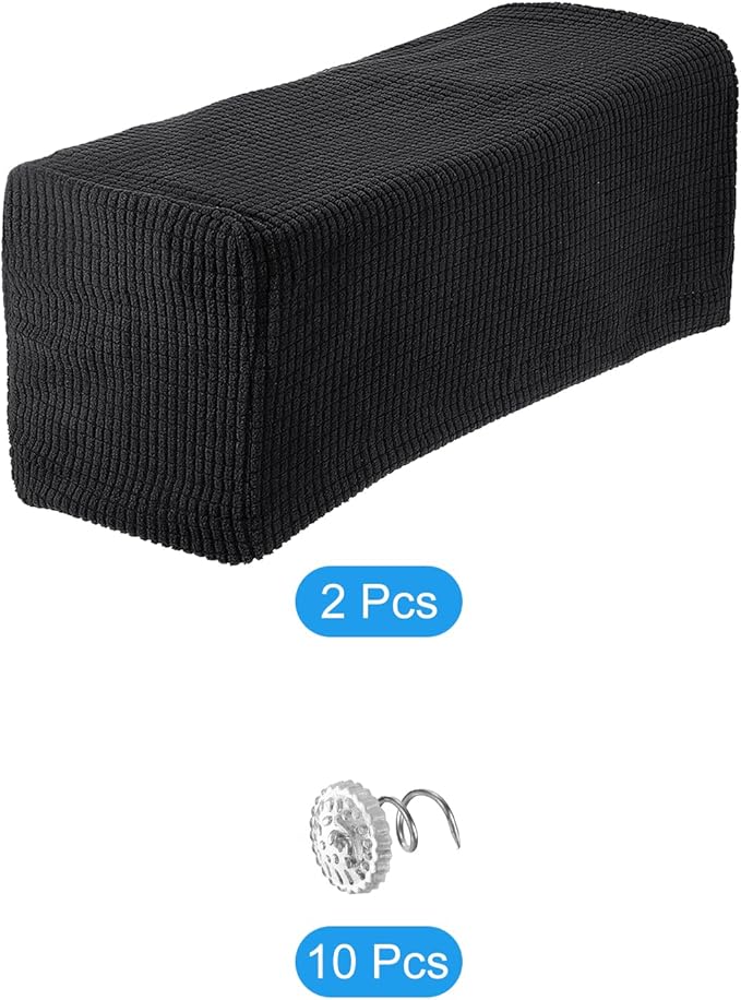 uxcell 2pcs Stretch Armrest Covers for Chairs/Sofas, Couch Arm Covers with Twist Pin, Furniture Protector Slipcovers for Sofa Chair Recliner Black
