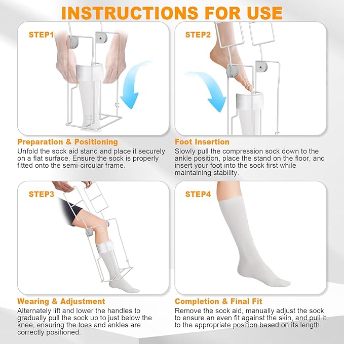 Hadwoer Stocking Donner Adaptive Dressing Aid for Putting on Compression Socks Large Sock Aid Tool for Calves up to 13-18 inches in Circumference Socks Helper, Compression Sock Assistant Device