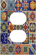 Outlet Covers Mid Century Talavera Shaped Tiles 1 Gang Duplex Wall Plate Decorative Switch Plates Electrical Receptacle Faceplate Light Switch Cover for Bedroom Bathroom Decor