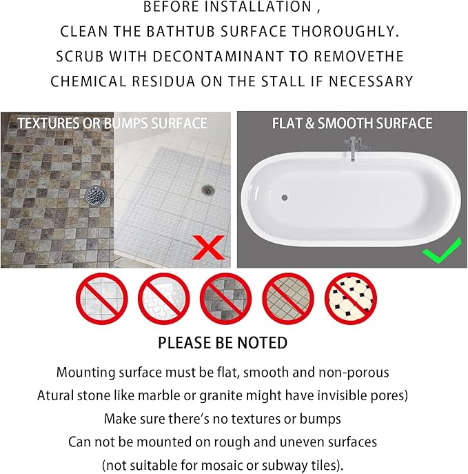 Yimobra Non Slip Bath Mat, Super Strong Suction Cups,34.5"x15.5"Long Tub Mat with Drain Holes, Machine Washable Fast Draining Shower Mats, Bathroom Essentials,Black