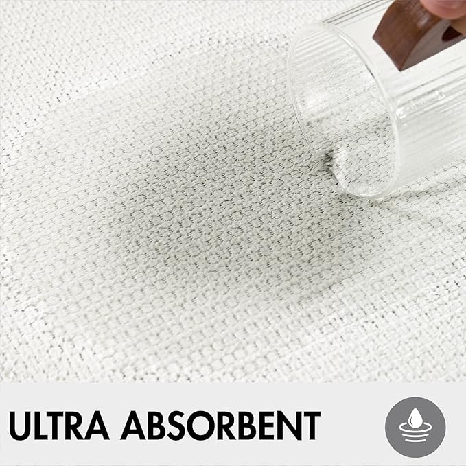 MIULEE Set of 2 Ultra Thin Bathroom Rugs, Rubber Bath Mats for Bathroom Non Slip, Quick Dry Absorbent Bath Rug Machine Washable, Fit Under Door, Shower, Sink, Home Decor, White, 24x36 Inch