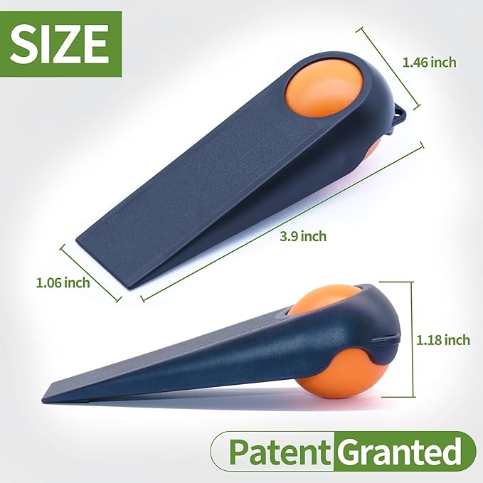 Door Stoppers for Bottom of Door, Rubber Door Stopper Wedges, Door Holders for All Types of Surfaces, 2 Pack Magic Ball Door Stops, Combo Pack, Black and Orange