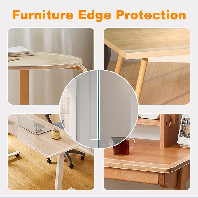 Clear Edge Protector Strip Sharp Edge Wrap Cover Tape,0.8 in x 13.12 FT,Self Adhesive Protective Bumper Guards for Cabinet Door Desk Glass Table Bed Furniture, Kitchen Countertop, Waterproof