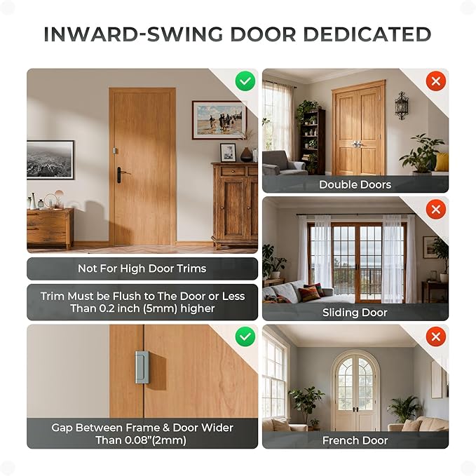 3Pack Home Security Door Reinforcement Lock, Childproof Safety Door Lock Latch Inside Stopper, Add High Security to Prevent Home Unauthorized Entry, Aluminum Construction Finish Grey