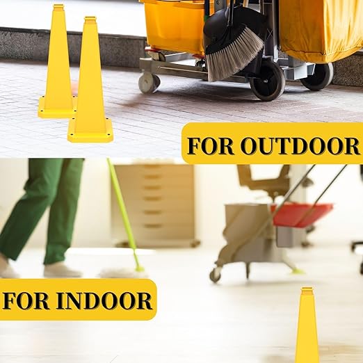 BESEA 6 Pack 36" Bright Yellow Traffic Safety Cones with Weighted Base, High-Visibility Parking Cones for Driveways, Business Parking Lots, Garages, Indoor/Outdoor Use