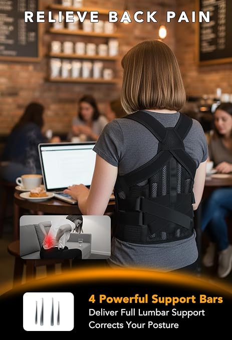 BigRose Posture Corrector for Women and Men, X Power Support Belt for Back Pain Relief with Adjustable Shoulder Straightener, Upper Lower Lumbar Neck Support, Comfortable Back Brace, Small