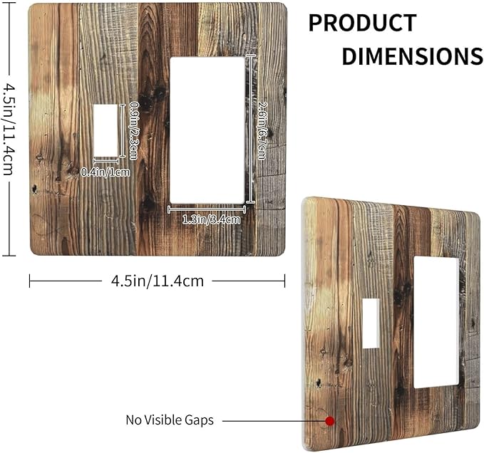 Barn Brown Wood Rustic Weathered Wood Print Outlet Covers 1 Toggle 1 Rocker Combination Decorative Wall Plate Electrical Switch Plates Light Switch Cover Plate for Farmhouse Home Decor