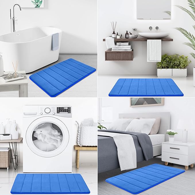 Buganda Memory Foam Bath Mat, 70" x 24", Ultra Soft and Non-Slip Bathroom Rugs, Water Absorbent and Machine Washable Bath Rug Runner for Bathroom, Shower, and Tub, Royal Blue