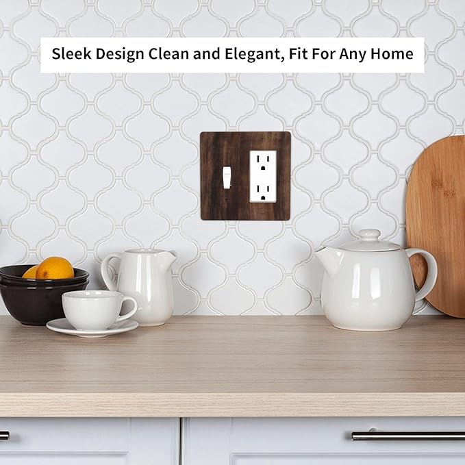 Decorative Outlet Covers Rustic Farmhouse Brown Wood Barn Door 2-Gang Combo Light Switch Cover Plate Single Toggle/Rocker Wall Plate Plug Switch Plate Covers for Bathroom Decor