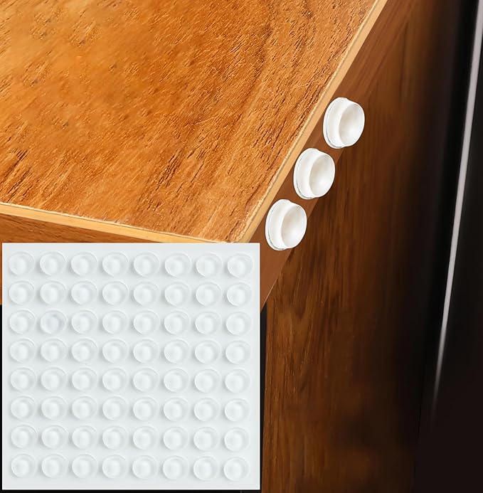 Clear Silicone Cabinet Door Bumpers 64 Pcs,Self-Adhesive Sound Dampening Furniture Pads, Surface Protection Bumpers for Drawers, Table Tops,Door stoppers for Wall, Transparent Adhesive Pads