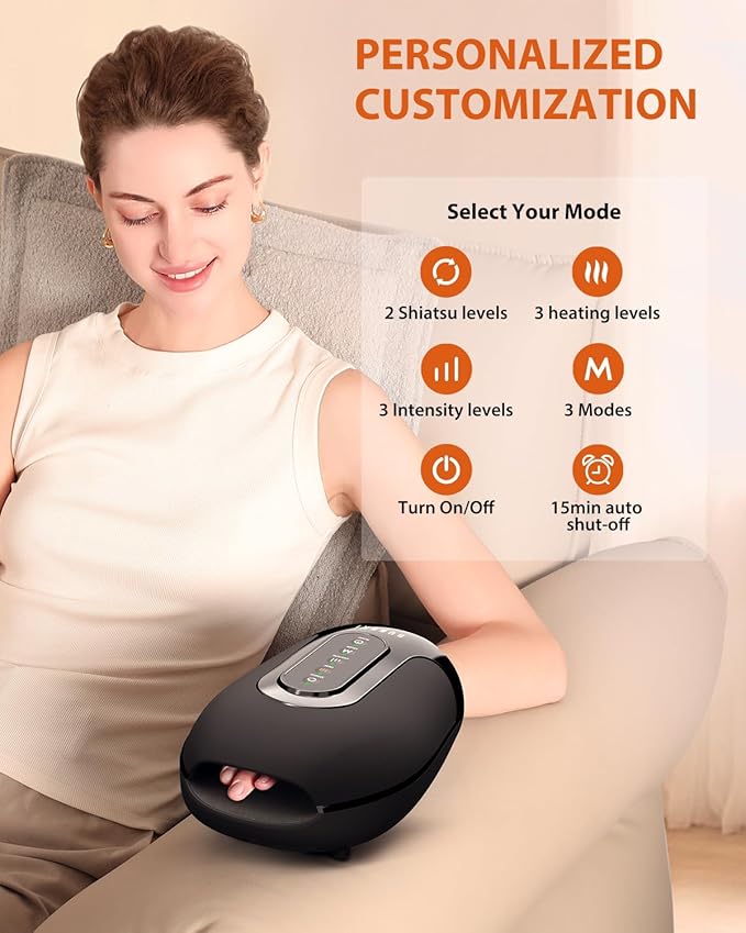 Hand Massager for Arthritis and Carpal Tunnel Relief, Cordless Hand Massager with Heat & Targeted Palm Kneading Rollers Massage, Christmas Gifts for Women Men Mom Dad