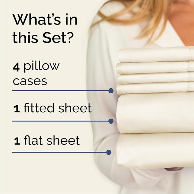 Cal King 6 Piece Sheet Set - Cooling & Breathable Bed Sheets - Hotel Luxury Bed Sheets for Women, Men, Kids & Teens - Deep Pocket Bedding w/Easy Fit - Soft & Wrinkle Free - Cal King Off White Sheets