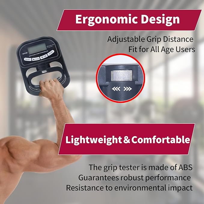 AHTAPFON Grip Strength Tester Trainer Set-Electronic Hand Dynamometer of 396lbs ＆ Solid Metal Grip Strengthener -Adjustable Resistance of 165lbs-5×Heavy-Duty Springs,Fit Sport Home Gym Workouts