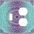 Decorative Light Switch Cover Plate Ombre Modern Mandala Floral Geometric 2 Gang Outlet Covers 1 Toggle 1 Duplex Wall Plate Decorate Electrical Switch Plate Covers for Bedroom Bathroom Decor