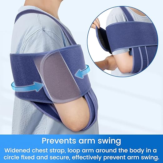 Velpeau Arm Sling for Sleep, Shoulder Immobilizer for Children, Boys, Girls - Very Soft Sling for Rotator Cuff Tear, Fractured, Dislocation, Broken, Postoperative, Fits Left & Right (Blue, XS: Bust 20″-25″)