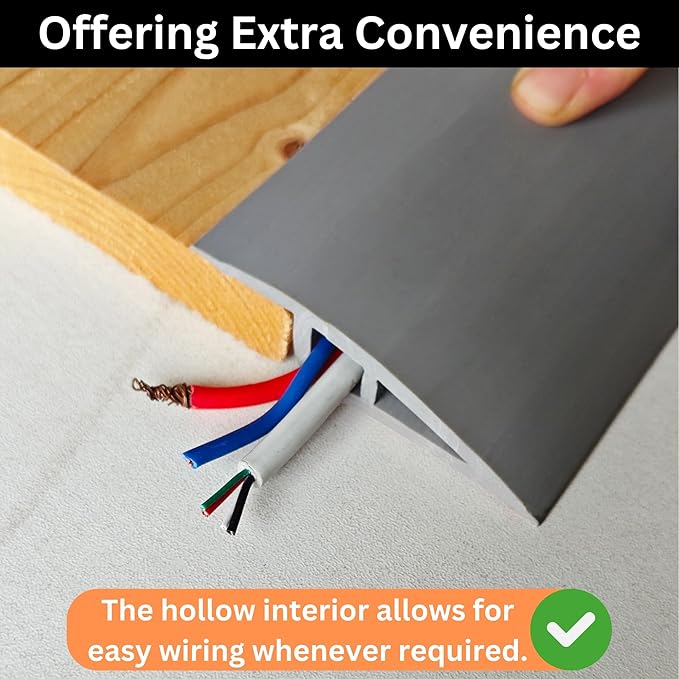 1/2" to 3/5" Height Threshold Ramp - Rubber Threshold, Floor Transition Strip, Wheelchair Ramp, Door Strip, Carpet to Tile Strip (Gray, 80 inches)