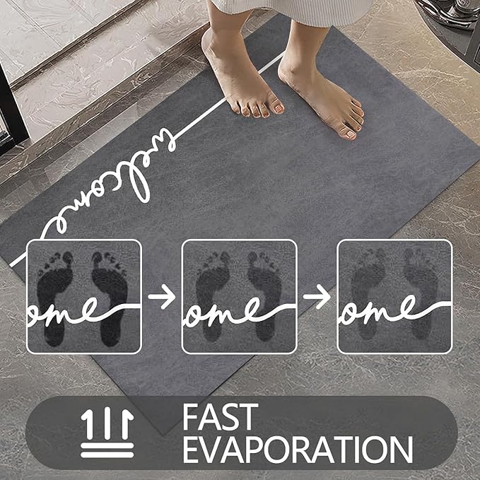 Welcome Mat Indoor, Ultra Thin Door Mat, 1/10 in Thin Door Mats for Inside Entry, Non-Slip, Absorbent, Quick-Dry, Washable, Fit Under Door Entryway Doormat for Entrance, 35"X24", Dark Grey