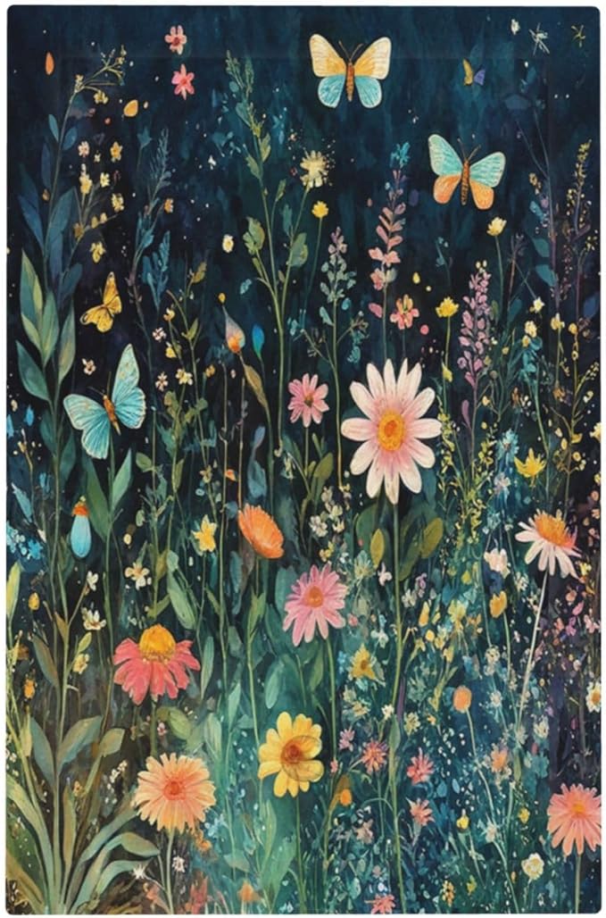 Light Switch Cover Plate Boho Vintage Floral Flower Butterfly 1 Gang No Device Blank Electrical Wall Plates Faceplate Decorative Switch Plate for Bedroom Home Decor
