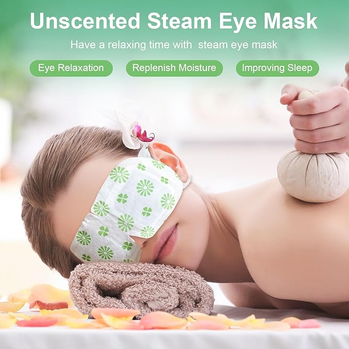 30 Packs Steam Eye Mask, Unscented Steam Eye Masks Disposable, Self-Heating Relief Heated Eye Mask for Fatigue, Perfect for Home, Sleep, Spa & Travel