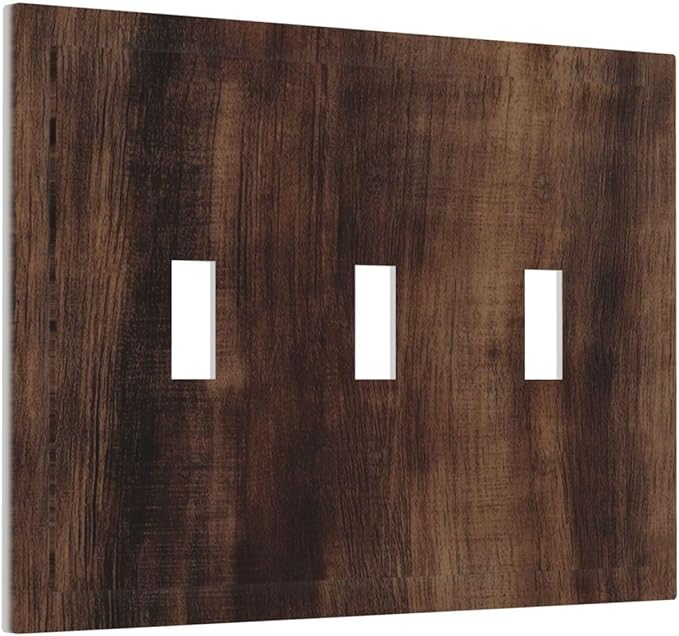 Decorative Switch Plate Covers Rustic Farmhouse Brown Wood Barn Door 3 Gang Light Switch Cover Plate Triple Toggle Wall Plate Light Switch Covers for Bathroom Decor