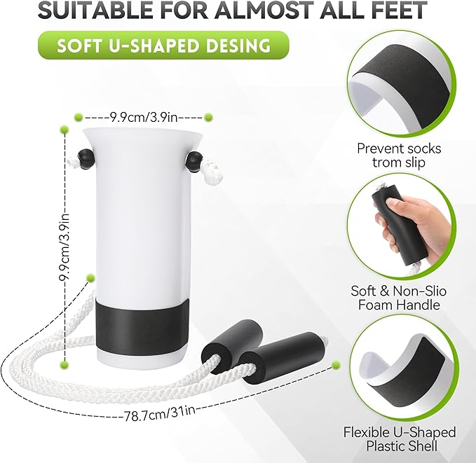 Sock Aids for Putting On Socks Kit - (Sock Helper + 36 Inch Dressing Stick with Sock Remover & Shoe Horn) - Flexible Sock Assistant Device for Seniors & Limited Mobility No Bending