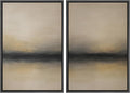 MUDECOR Framed Canvas Print Wall Art Abstract Sunset Horizon Modern Minimalist Beige and Black Illustrations Modern Art Decorative Bohemian Colorful for Living Room, Bedroom, Office - 16"x24"x2 Black