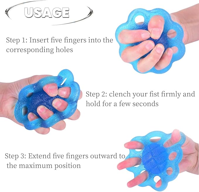 DEEYOTA Finger Exerciser and Hand Strengthener Rehab,Exercise Squeeze Ball for Hands,Grip Exerciser Hand Strengthener for Rehab,Arthritis,Carpal Tunnel(2 Pcs)