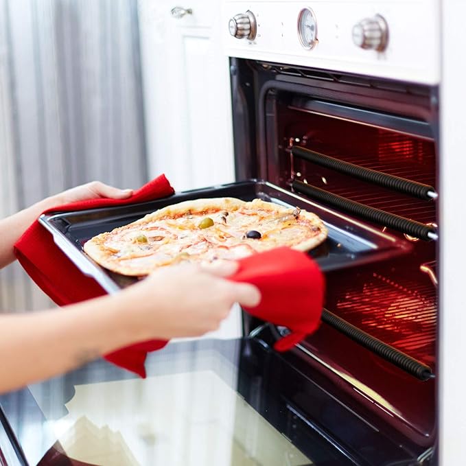 Boao 4 Pack Oven Rack Shields 14 Inches Silicone Protectors Guards Heat Resistant Oven Rack Edge Cover Liner Protector Against Burns for Home Kitchen