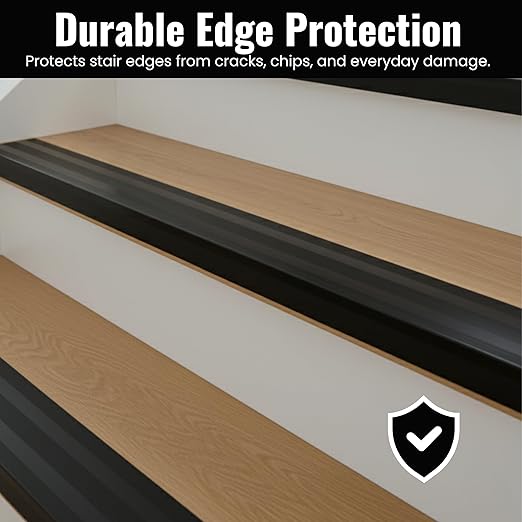 Aluminum Stair Nosing 36" – Heavy-Duty Stair Edge Protector, Non-Slip Stair Nose Molding, Scratch-Resistant Stair Sill Trim for Safety & Durability (Black)
