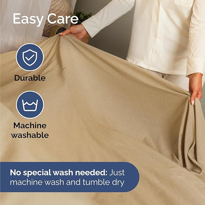 Twin 4 Piece Sheet Set - Cooling & Breathable Bed Sheets - Hotel Luxury Bed Sheets for Women, Men, Kids & Teens - Bedding w/Deep Pockets & Easy Fit - Soft & Wrinkle Free - Twin Heathered Tan Sheets
