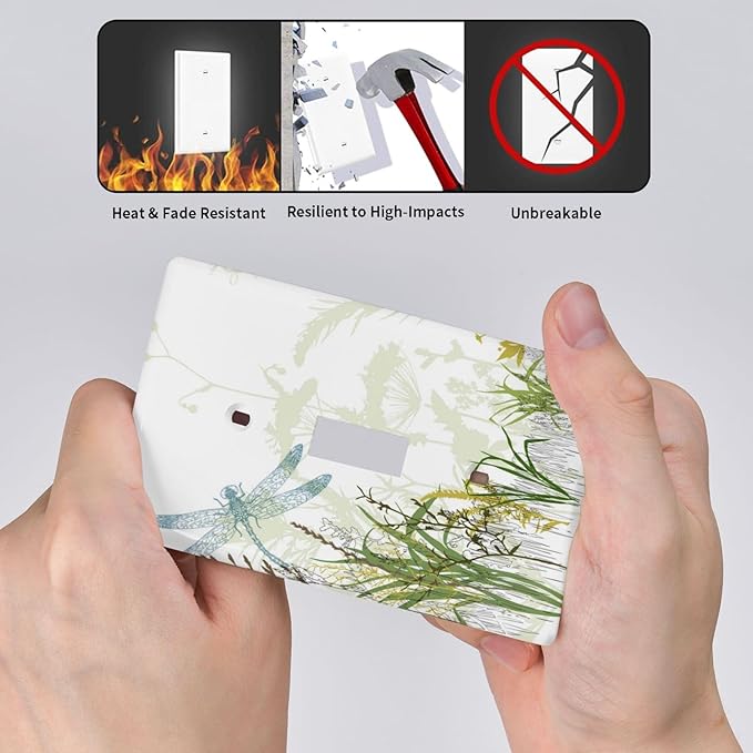 Wild Flower Dragonfly 1 Gang Toggle Light Switch Cover Plates Decorative Electric Outlet Covers Decorator Wall Switch Plate Receptacle Plug Covers 4.5 * 2.76 Inches