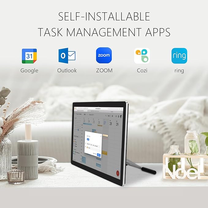 15.6 to 27 inch Touchscreen Digital Calendar & Wall Planners, Smart Whiteboard Calendar for Chore Chart & Work Schedule, Built in Speakers and Camera, Include Wall Mount & Desk Stand (21.5-inch)