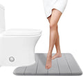 Yimobra Memory Foam Toilet Bath Mat U-Shaped, Commode Contour Rug, Soft and Comfortable, Super Water Absorption, Non-Slip, Thick, Machine Wash and Easier to Dry for Bathroom, 24 X 20 Inches, Grey