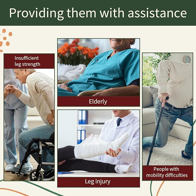 Sit to Stand Lift Patient Aid Padded Sling and Stand Assist with Back Support,Patient Lift Sling Works with Most Mobility Aids & Equipment (Large-Red)