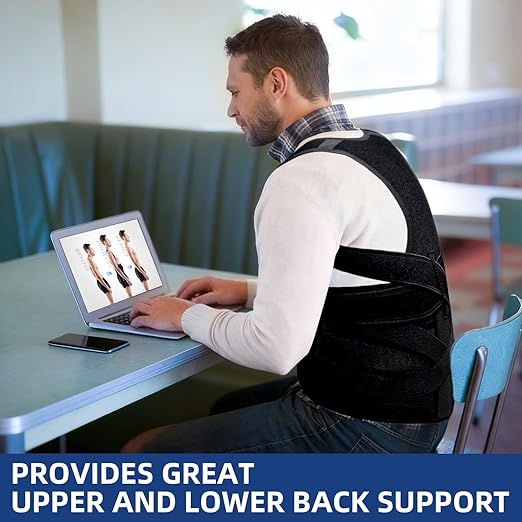 Upgraded Posture Corrector for Women & Men, Back Brace for Upper/Lower Back Pain, Herniated Disc, Sciatica，Adjustable Support & Bionic Panel 2XL (42"-46")