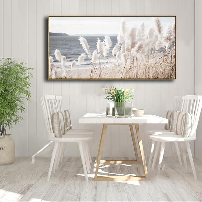 Framed Wall Art Artwork Decor Nature Wall ArtReedSeascape Wall Decor for Bedroom Living Room Decoration Home Kitchen Office 20" x 40"