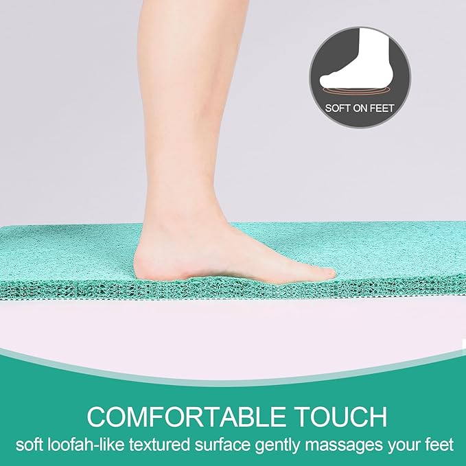 Joyhalo Shower Mat Bathtub Mat Non Slip, Bathmats Non Slip, Quick Drying Foot Scrubber Loofah Mats for Shower, Tub, Bathroom, Home, 24x24inch, Aqua