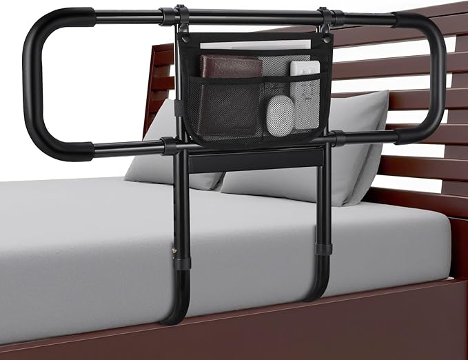 Bed Rails for Elderly Adults Safety, Extended Bed Assist Rail for Seniors with Motion Sensor Light - Adjustable Side Bed Guard Rails Handle Support Bar with Storage Bag, Fit King Queen Full Twin Beds
