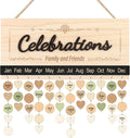 KAlRNE 3D Celebration Wooden Sign,Family Friends Birthday Calendar Wall Hanging Reminder Calendar Board Wall Art,Gift for Mother's Day Gift for Mom Grandma for Parents Birthday Tracker Plaque