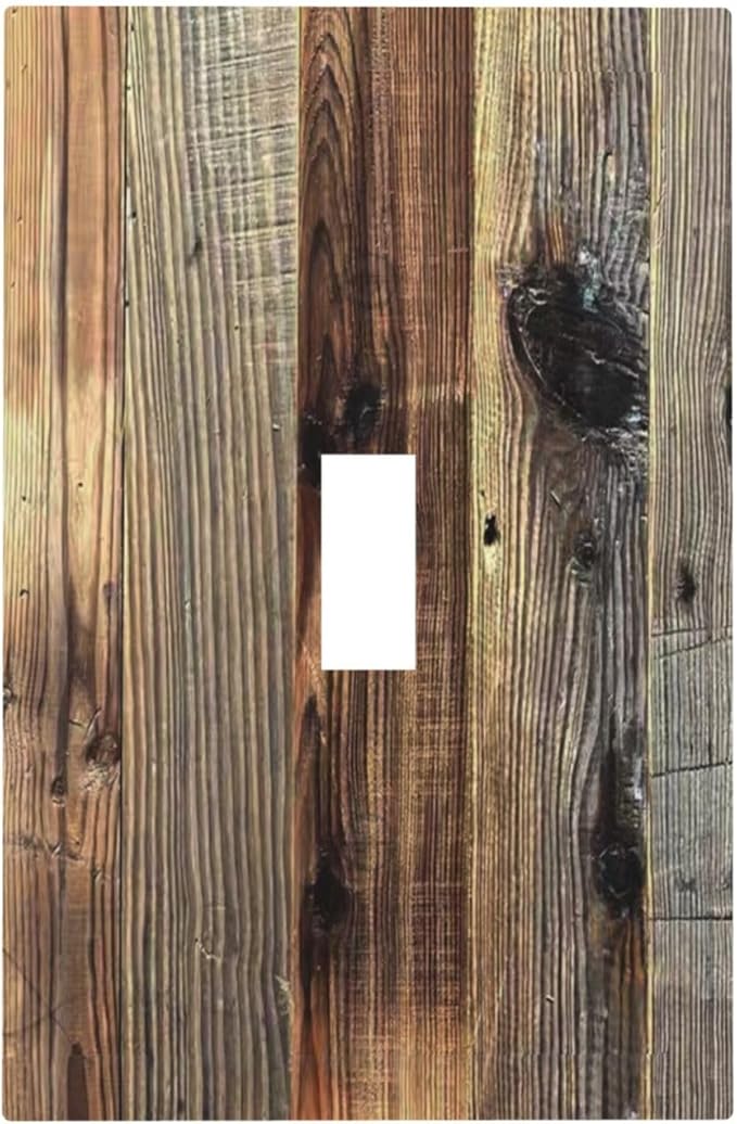 Barn Brown Wood Rustic Weathered Wood Print Decorative Light Switch Cover 1 Gang Single Toggle Device Electrical Faceplate Switchplates Decorator Outlet Wall Plate for Farmhouse Home Decor