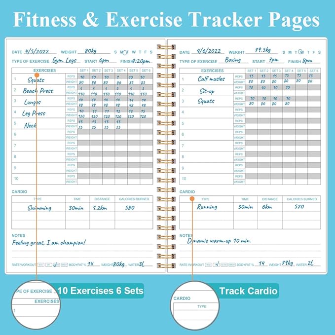 Simplified Fitness Journal for Women & Men,A5 Workout Journal/Planner Daily Exercise Log Book to Weight Loss, Gym, Muscle Gain, Bodybuilding Progress, 5.8"x8.3", Teal Flower