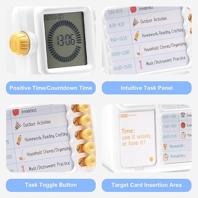 Visual Timer for Kids with Planning Board ADHD Tools Schedule for Kids with Autism Desk Timer Management Silence Tools for Classroom Home