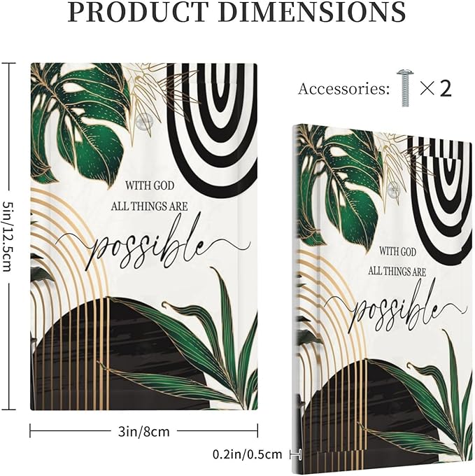 Boho Abstract Tropical Green Palm Leaf Mid Century Light Switch Cover Plate 1 Gang No Device Blank Electrical Wall Plates Faceplate Decorative Switch Plate for Office Home Decor