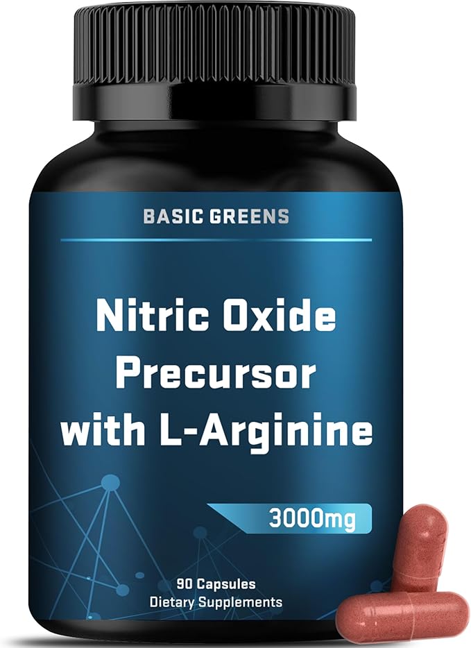 L-Arginine 3000mg Nitric Oxide Supplement for Men and Women – Non-GMO Vegan Capsules with Beet Root for Circulation, Endurance, Energy, Stamina, Performance and Workout – 90 Caps