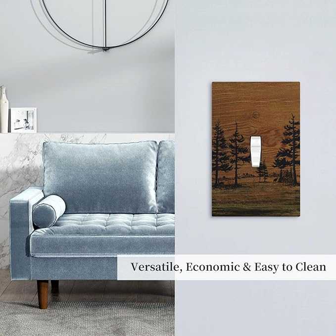 Decorative Light Switch Covers Rustic Farmhouse Brown Board Pine Tree Wood Grain 1 Gang Light Switch Cover Plate Single Toggle Wall Plate Outlet Covers Wall Plate Dimmer Faceplate for Bathroom
