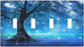 Light Switch Cover Fantasy Fairy Tree In Mystic Forest 4 Gang Switch Plate Quad Toggle Wall Plates Decorative Switchplate Electrical Outlet Cover Plates for Bathroom Bedroom Decor