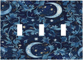 Decorative Switch Plates Vintage Moon And Flowers Decor Floral William Morris 3 Gang Wall Plate Triple Toggle Light Switch Cover Faceplate Electrical Wall Panels for Bedroom Kids room Decor