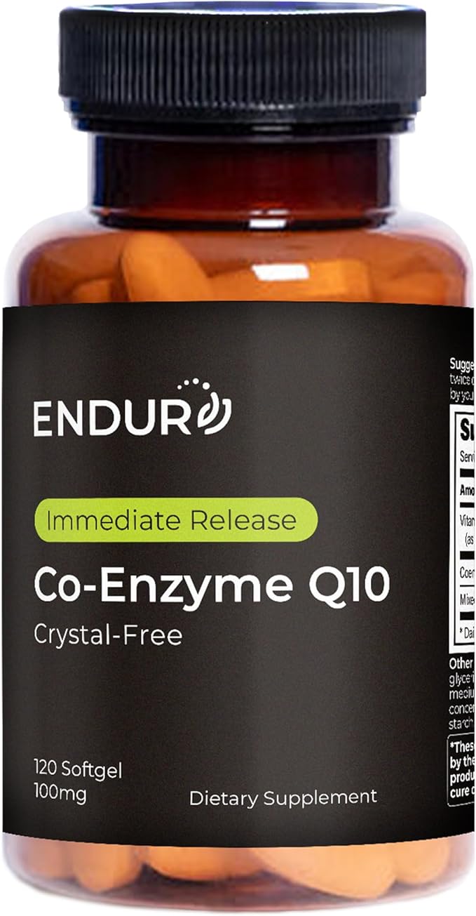 Endurance Products Endur Crystal-Free Co-Enzyme Q10, Heart & Antioxidant Defense Supplement, Helps Support Energy Production, Gluten Free, 100mg (120 Softgels)