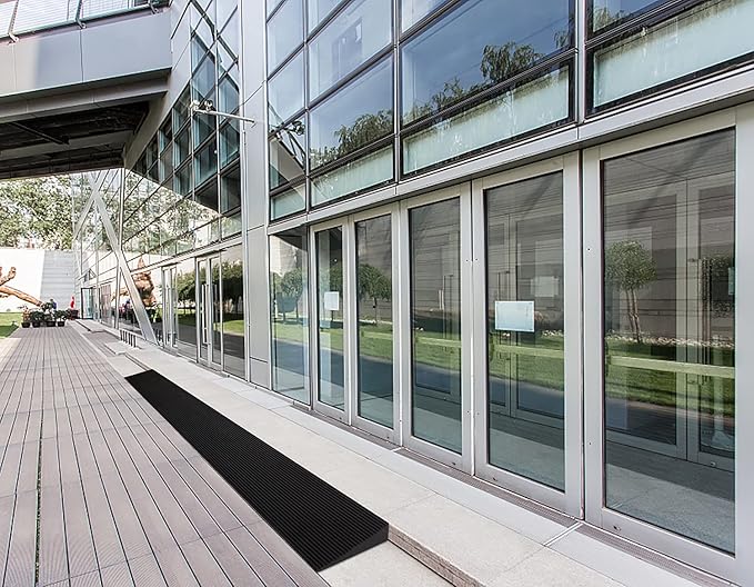 1'' Rise Solid Rubber Wheelchair Ramp,Threshold Ramp Used for Thresholds,Doorways and Bathroom (High:1 Inch(Pack of 1)) Black